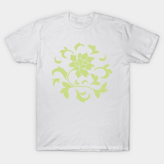 Oriental Flower – Daiquiri Green – Circular T-Shirt by DesignEnrich